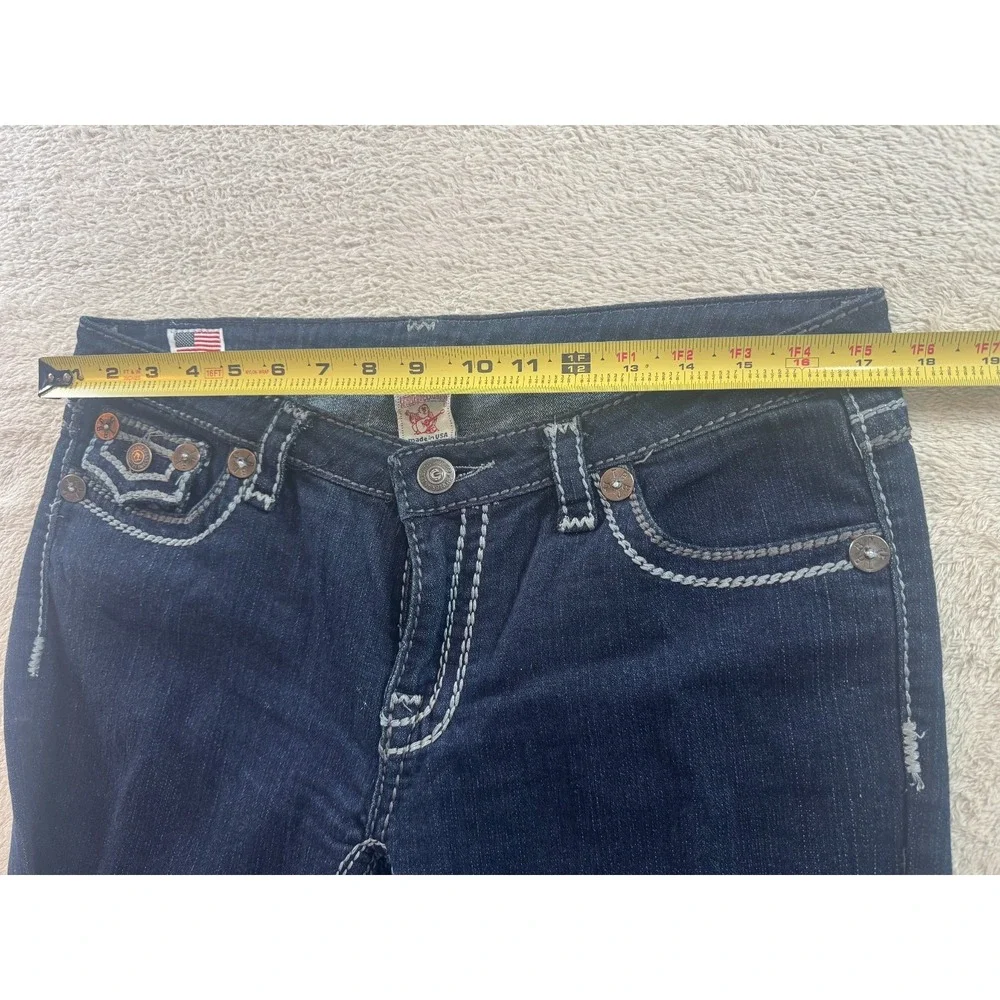 True Religion Becca Bootcut Jeans Womens 32 Dark Blue Denim Flap Pocket USA Made